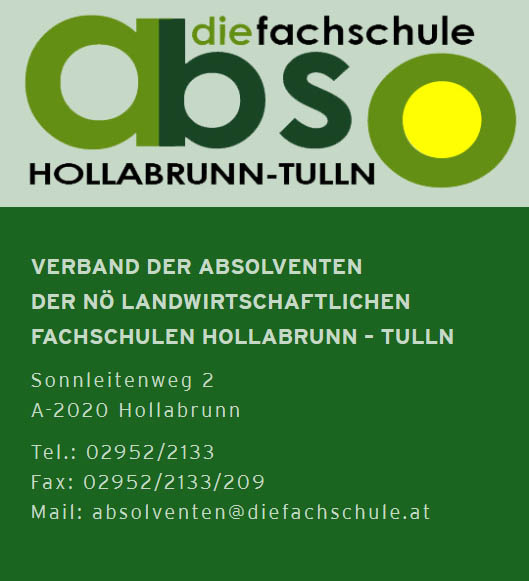Logo und Kontakt Absolventenverband Hollabrunn