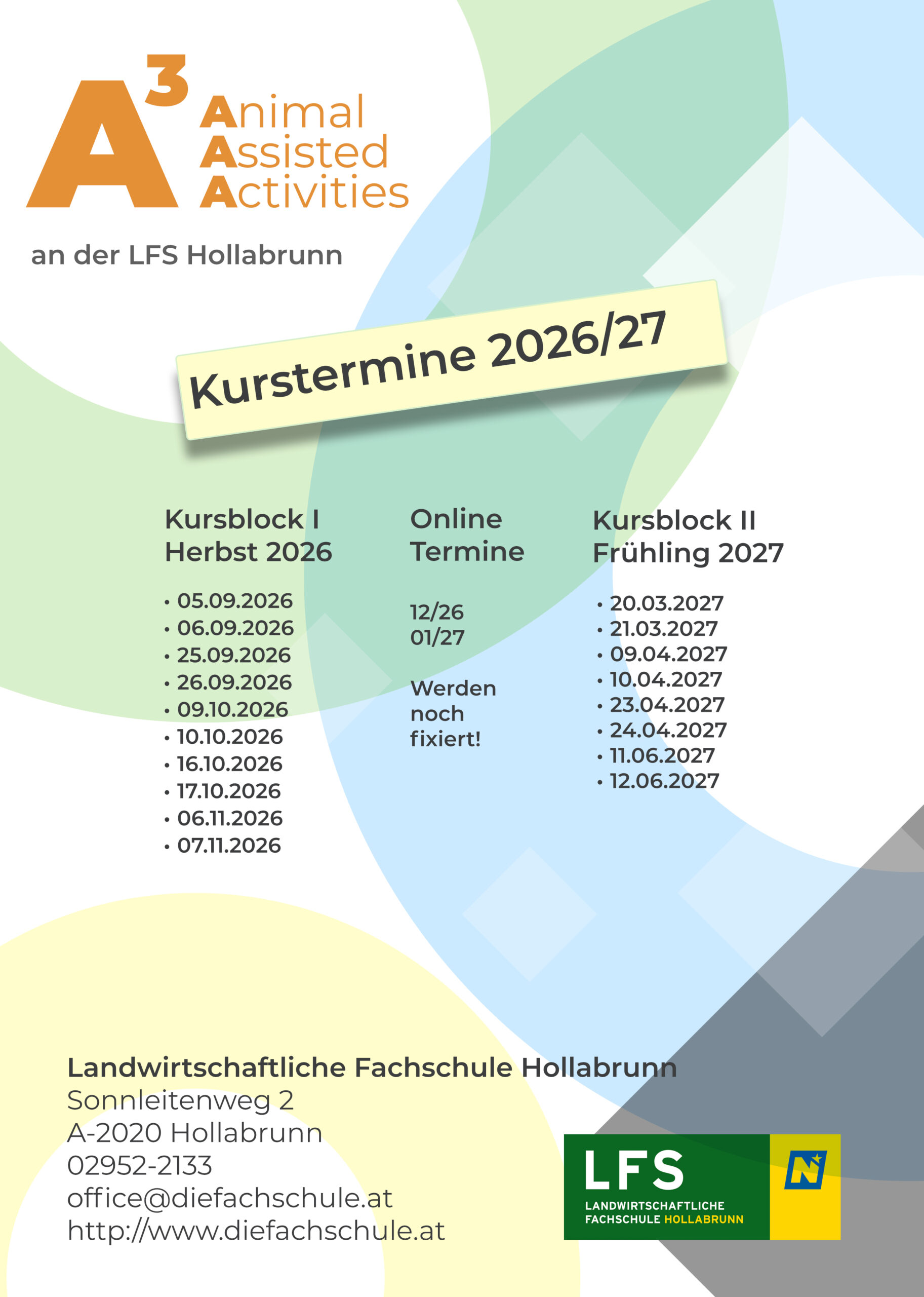 Kurstermine A3 LFS Hollabrunn 2026/2027